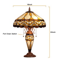 Capulina Tiffany Lamp Stained Glass Table Lamp 16X16X24 Inches 3Light Motherdaughter Vase Antique Style Desk Reading Light Dec