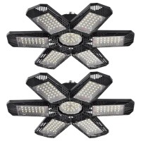 Zzenrysam 2 Pack Led Garage Lights 120W 12000Lm 6500K Deformable Led Garage Ceiling Light With 61 Multiposition Panels Shop