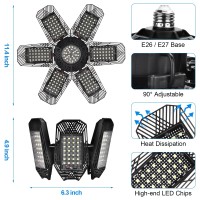 Zzenrysam 2 Pack Led Garage Lights 120W 12000Lm 6500K Deformable Led Garage Ceiling Light With 61 Multiposition Panels Shop