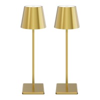 Howskys 2 Pack Electroplated Gold Cordless Table Lamp 5500Mah Battery Powered Table Lamp 3W Touch Rechargeable Battery Table Lam