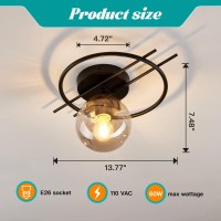 Matte Black Gold Finish Semi Flush Mount Ceiling Light Fixture Mid Century Modern Chandelier With Glass Globe Small Indoor Lig