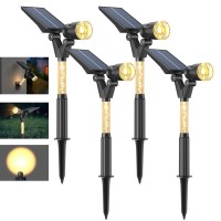 Xmcosy+ Solar Spot Lights Outdoor, 3 Lighting Modes All-In-1 Solar Lights For Outside, Led Solar Landscape Spotlight Outdoor Waterproof, Outdoor Solar Lights For Yard Patio Wall (Warm White, 4 Pack)