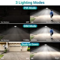 Ustellar 1 Pack 55W Led Security Lights Motion Sensor Light Outdoor With Remote Control Dusk To Dawn Led Flood Lights 5500Lm 50