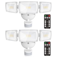 Ustellar Security Lights Motion Outdoor With Remote Control, 55W Motion Sensor Outdoor Lights Dusk To Dawn 5500Lm 5000K, Ip65 Waterproof, Motion Detected Flood Lights For Yard, House, Eave 2 Pack