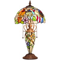 Capulina Tiffany Lamp Stained Glass Table Lamp 12X12X23 Inches 3Light Cardinal Birds Motherdaughter Vase Style Desk Reading Li