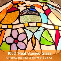 Capulina Tiffany Lamp Stained Glass Table Lamp 12X12X23 Inches 3Light Cardinal Birds Motherdaughter Vase Style Desk Reading Li