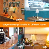 Amingulry Cordless Table Lamp, Rechargeable Battery Operated Lamp, 3 Color Modes & Stepless Dimmable Led Touch Lamp, Portable Retro Gold Metal Beside Lamps For Home Desk Bedroom Restaurant Outdoor