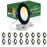 Zouzai 16 Pack 4 Inch 5Cct Reset Black Led Recessed Lights Dimmable 2700K3000K3500K4000K5000K 9W Ultra Thin Recessed Lighti