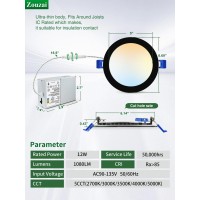 Zouzai 16 Pack Black 6 Inch Ultrathin Led Recessed Light With Junction Box 2700K3000K3500K4000K5000K Selectable Dimmable