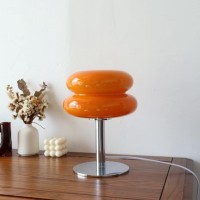 Bedside Light, Cute Glass Table Lamp Energy Efficient Egg Tart Shape For Dormitory (Orange)