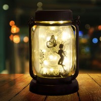 Styleonme Decor Mobile Outdoor Solar Lanterns Angel Butterfly Fairy Lights Theme Mason Jar Gifts For Mom Grandma Women Ev