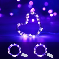 Battery Operated Led Uv Black Lights 2 Pack 656Ft 20Led Uv Lamp Bead Flexible Blacklight Fixtures Purple Fairy String Lights F