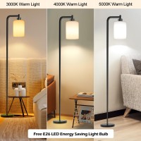 Qimh Floor Lamps For Living Room Modern Led Standing Reading Light For Bedroom With Glass Shade Tall Industrial 3 Colors Dimma