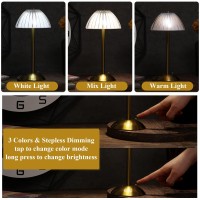 Liliful 2 Pcs Mushroom Led Portable Cordless Gold Table Lamp Touch Rechargeable Battery Desk Lamp Gold Battery Operated Lamp 3 Color Dimmable Gold Lamp Dining Desk Lamp For Bedroom Living Room