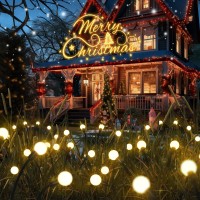 Solar Garden Lights Outdoor Decorations: 4 Pack Upgraded 32 Led Firefly Solar Christmas Lights, Ip65 Waterproof Christmas Decorations Outside For Yard Pathway Landscape Xmas Decor, 2 Warm White Modes