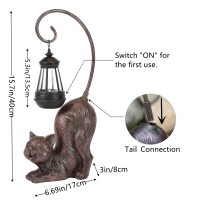 Hapyard Laughing Cat Figurine With Solarpowered Led Light 157 Inches Tall Antique Bronze Perfect For Gift Garden Decor Or Ho