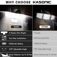 K Kasonic Solar Motion Sensor Lights Led Security Lights With 4 Heads Ip65 Waterproof Wall Lights Outdoor Flood Lights With