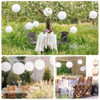 Lihao 20Pcs White Paper Lanterns Chinese Hanging Paper Lanterns Mix Size Decorative Party Lanterns For Wedding Birthday Hallowee