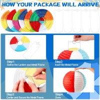 6 Pcs Beach Ball Hanging Paper Lanterns Summer Pool Party Hanging Paper Lanterns Colorful Beach Ball Paper Lanterns For Summer P