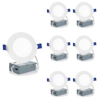 Meconard 6 Pack 4 Inch Led Recessed Ceiling Light With Junction Box 2700K3000K3500K4000K5000K Selectable 9W75W 750Lm Dim