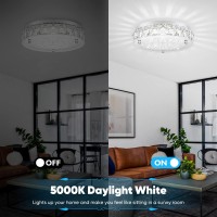 Crystal Chandeliers Flush Mount Led Ceiling Light Fixture, 5000K Daylight White Super Bright 1980Lm 11-Inch Non-Dimmable Farmhouse Kitchen Light Modern Ceiling Lamp For Bedroom Bathroom Nursery