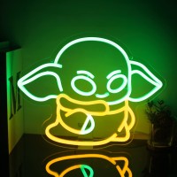 Green Alien Neon Sign Baby Alien Decor Green Yellow Led Neon Light Neon Signs For Wall Decor Green Alien Light Up Signs For Bedr