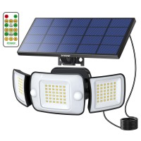 Intelamp Solar Lights Outdoor 3 Head Motion Sensor Outdoor Lights 6000Mah Battery 270 Wide Angle Lighting Ip65 Waterproof Secu