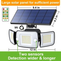 Intelamp Solar Lights Outdoor 3 Head Motion Sensor Outdoor Lights 6000Mah Battery 270 Wide Angle Lighting Ip65 Waterproof Secu