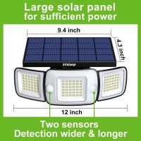 Intelamp Solar Security Lights Motion Sensor 108 Led Lights Outdoor 6000Mah 1200Lm Solar Powered Flood Lights Outside Ip65 Water