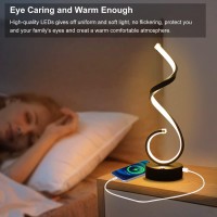 Besketie Modern Spiral Led Table Lamp Set Of 2 10W Touch Control Table Lamp With Usb Charging Ports Dimmable 3 Color Modes Bed