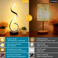 Besketie Modern Spiral Led Table Lamp Set Of 2 10W Touch Control Table Lamp With Usb Charging Ports Dimmable 3 Color Modes Bed