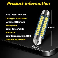 Yonput Auto 578 Led Car Bulb 2112 Led Festoon Bulb 41mm 42mm 165in 2122 Led Car Bulb for Car Map Light Dome Light 3014 Chips 6000k White Super Bright Interior Led Car Bulb 4 PCS