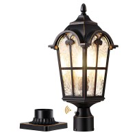 Edishine Large Size Dusk To Dawn Outdoor Post Light 219 H Pole Light Fixture With Pier Mount Base Waterproof Exterior Lamp