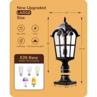 Edishine Large Size Dusk To Dawn Outdoor Post Light 219 H Pole Light Fixture With Pier Mount Base Waterproof Exterior Lamp