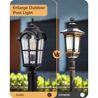 Edishine Large Size Dusk To Dawn Outdoor Post Light 219 H Pole Light Fixture With Pier Mount Base Waterproof Exterior Lamp