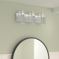 Zeyu 3Light Modern Vanity Lights For Bathroom 205 Industrial Bathroom Lights Over Mirror With Clear Glass Shade Chrome Fin