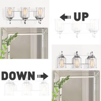 Zeyu 3Light Modern Vanity Lights For Bathroom 205 Industrial Bathroom Lights Over Mirror With Clear Glass Shade Chrome Fin