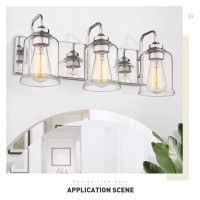 Zeyu 3Light Modern Vanity Lights For Bathroom 205 Industrial Bathroom Lights Over Mirror With Clear Glass Shade Chrome Fin