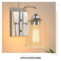 Zeyu Modern Wall Sconces Lighting, Industrial Bathroom Vanity Light For Mirror Bedroom, Clear Glass Shade With Chrome Finish, Zsl72B Ch