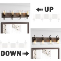 Zeyu 285 Oil Rubbed Bronze Bathroom Light Fixtures 4Light Farmhouse Vanity Wall Lights With Clear Glass Shade Zsl72B4W Or