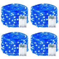 2-Pack 50 Led Blue Christmas Fairy Lights Battery Operated With Timer, 16Ft Waterproof Starry String Lights Outdoor Indoor Twinkle Christmas Lights For Bedroom Wedding Party Christmas Decor