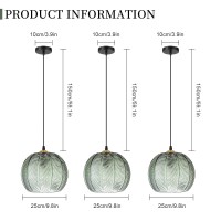 Pombconw Pendant Light Fixtures,Pendant Lights With Green Glass Lampshade Kitchen Island Hanging Light Dining Room 25Cm