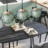 Pombconw Pendant Light Fixtures,Pendant Lights With Green Glass Lampshade Kitchen Island Hanging Light Dining Room 25Cm