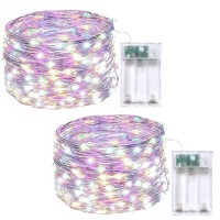 2-Pack Multicolor Fairy Lights Battery Operated With Timer, Waterproof 16Ft 50 Led Christmas String Lights Outdoor Indoor, Twinkle Lights For Bedroom Wedding Party Christmas Decoration (Multicolor)