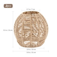 Cabilock Retro Rattan Woven Pendant Light Cover:2 Pcs Rope Lampshade Wicker Pendant Light Shade For Pendant Light, Lamp Holder, Ceiling Fan Light Bulb