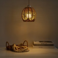 Cabilock Retro Rattan Woven Pendant Light Cover:2 Pcs Rope Lampshade Wicker Pendant Light Shade For Pendant Light, Lamp Holder, Ceiling Fan Light Bulb