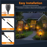 Upgraded 4 Pack Super Larger Size Solar Flame Torch Extra Bright Solar Lights Outdoor Decorative With Flickering Flame, Solar Outdoor Lights Waterproof For Garden Pathway Yard Party, Auto On And Off