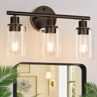 3-Light Bathroom Light Fixtures, Oil Rubbed Bronze Bathroom Wall Lights, Modern Bathroom Vanity Light With Clear Glass Shade, Bathroom Wall Lamp For Mirror Hallway Cabinet