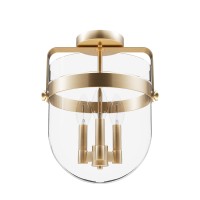 Hunter - Karloff 3-Light Alturas Gold, Medium Size Flush Mount Light, Dimmable, Casual Style, Urn Shaped, For Bedrooms, Kitchens, Dining, Living Rooms - 19837