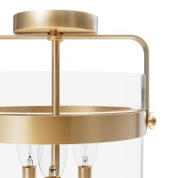 Hunter - Karloff 3-Light Alturas Gold, Medium Size Flush Mount Light, Dimmable, Casual Style, Urn Shaped, For Bedrooms, Kitchens, Dining, Living Rooms - 19837